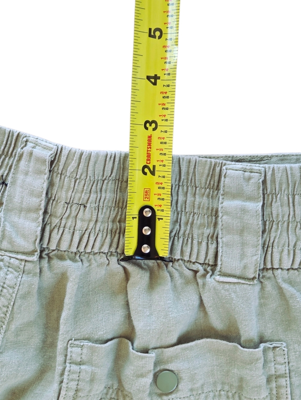Tahari Linen Trousers Cuffed Relaxed Utility High Waisted Sage Green Size L - Picture 15 of 15